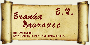 Branka Mavrović vizit kartica